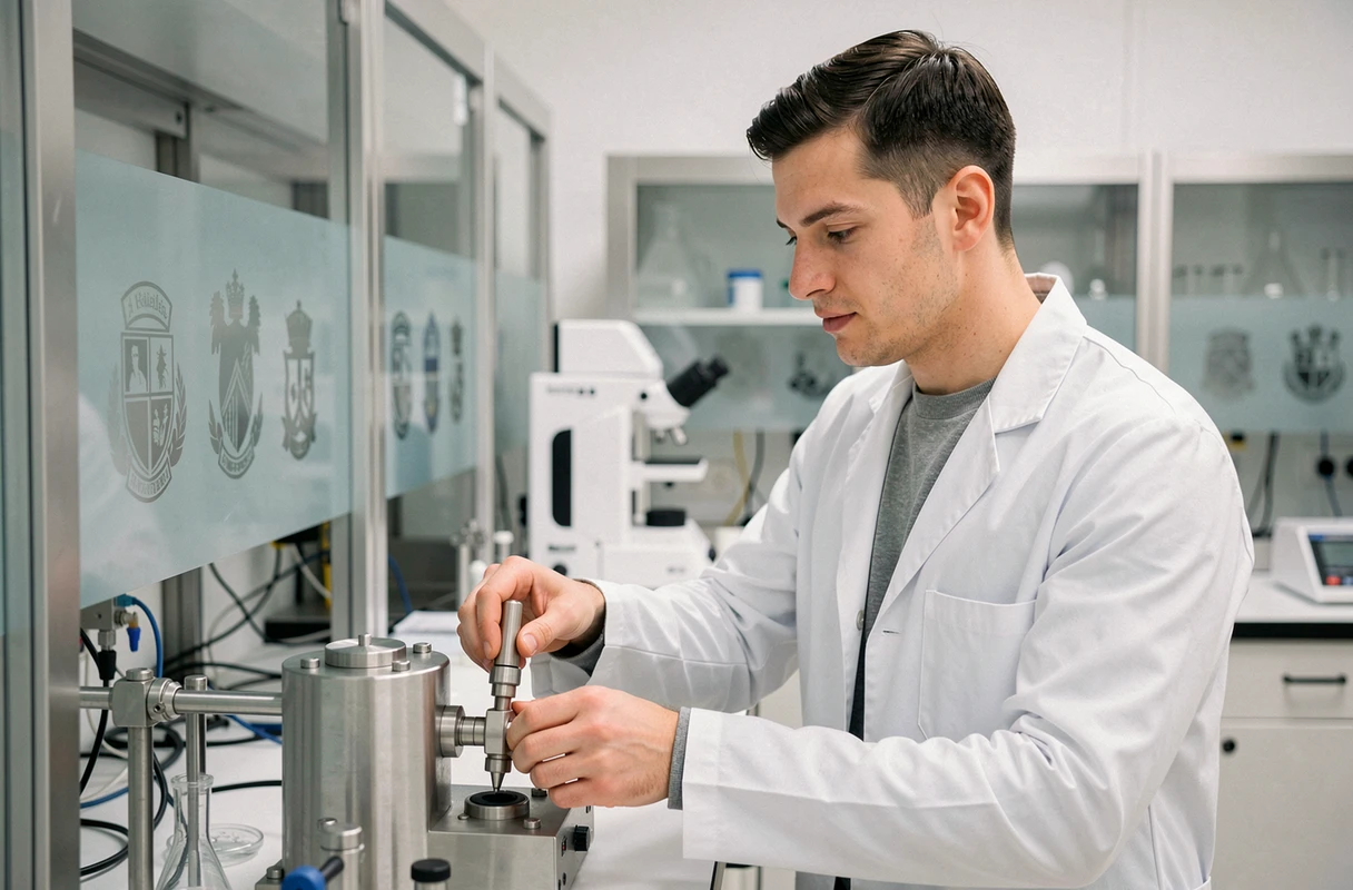 Étudiant en formation scientifique travaillant dans un laboratoire d'une haute école technique suisse